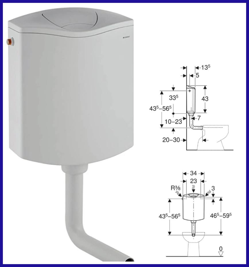 Cassetta di scarico wc esterna Geberit AP116 2 tasti vaschetta zaino water sciacquone bagno