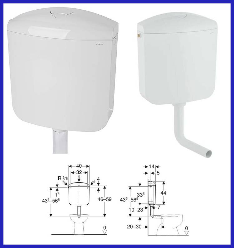 Cassetta di scarico wc esterna Geberit AP117 a zaino bassa sciacquone vaschetta water