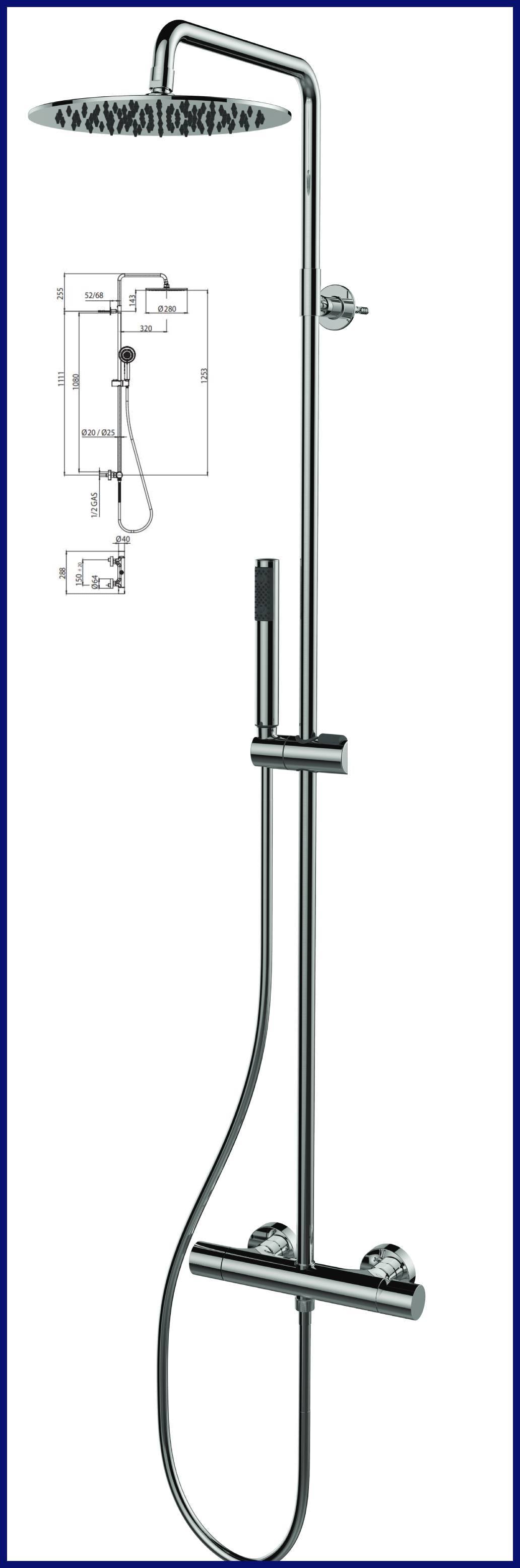 Set colonna doccia con miscelatore soffione doccetta asta saliscendi Bossini Tetis