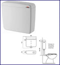 Cassetta di scarico wc esterna zaino Kariba Super Eco 1 tasto bassa vaschetta sciacquone vaso