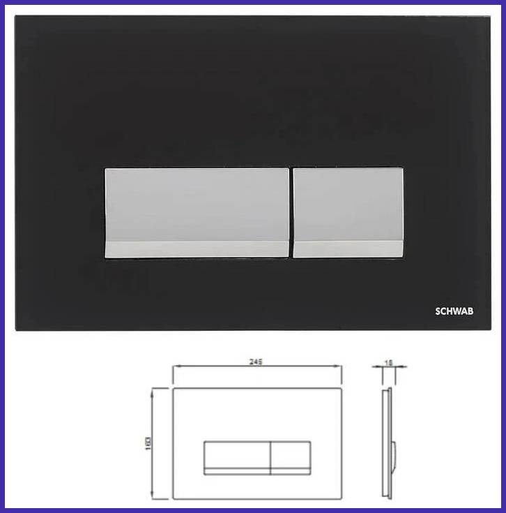placca cassetta scarico incasso wc Schwab Magnus nero vetro vaschetta water vaso
