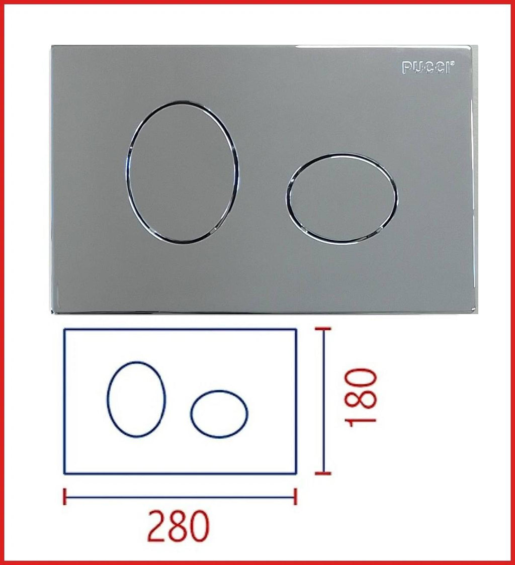 placca cassetta scarico wc incasso Pucci Ellisse doppio tasto 2 pulsanti cromo lucido