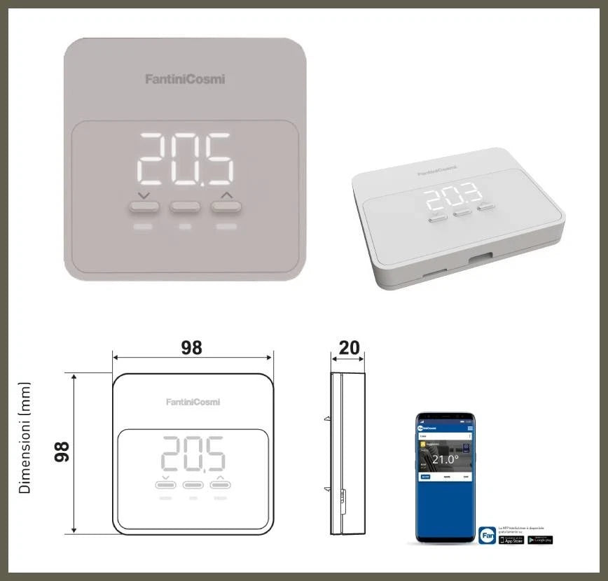 cronotermostato wifi a batteria Fantini Cosmi C900QS da parete per caldaia programmabile