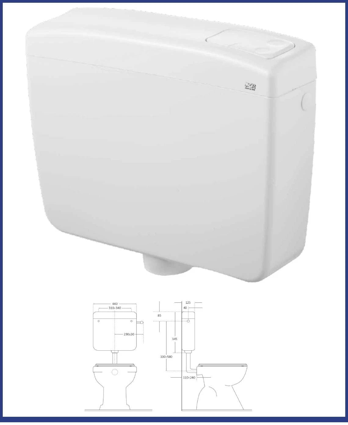 Cassetta di scarico wc esterna  CR Delta 2 sciacquone vaschetta 2 tasti doppio tasto vaso
