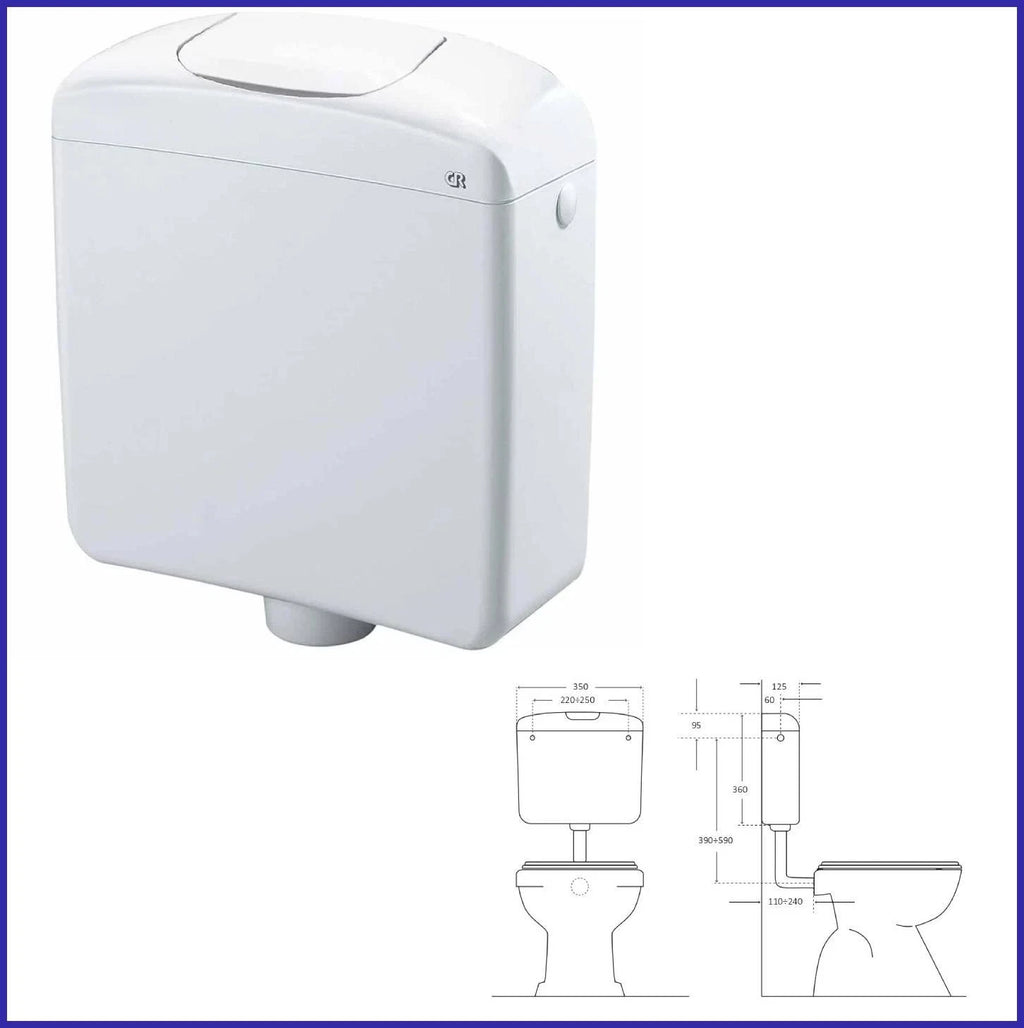 cassetta di scarico wc CR Top1 esterna a zaino bassa 1 tasto sciacquone risciacquo vaso