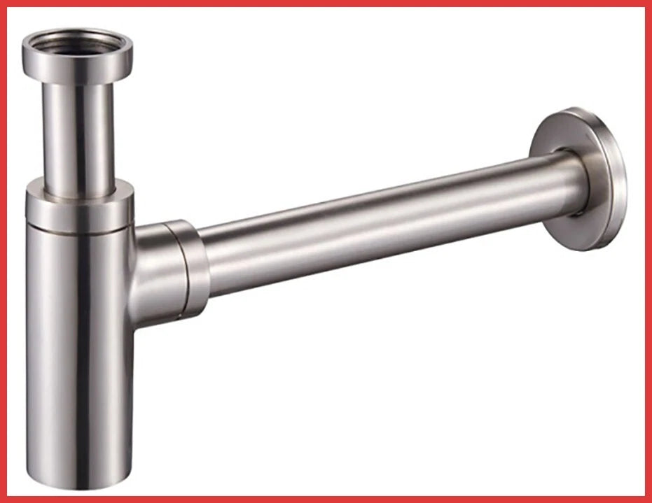 sifone a bottiglia nichel spazzolato tondo per lavabo lavandino bagno scarico acqua 1-1/4