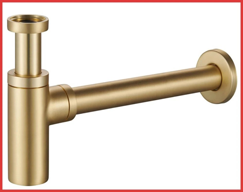 sifone a bottiglia oro spazzolato tondo per lavabo lavandino bagno scarico acqua 1-1/4