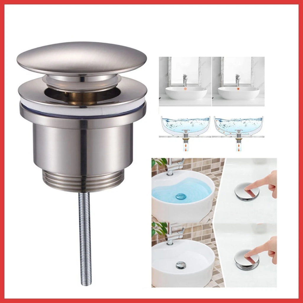 piletta click clack 1-1/4 nichel spazzolato con senza troppo pieno lavabo bidet tappo lavandino