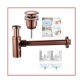 kit piletta click clack sifone bottiglia lavabo oro rosa lavandino bagno