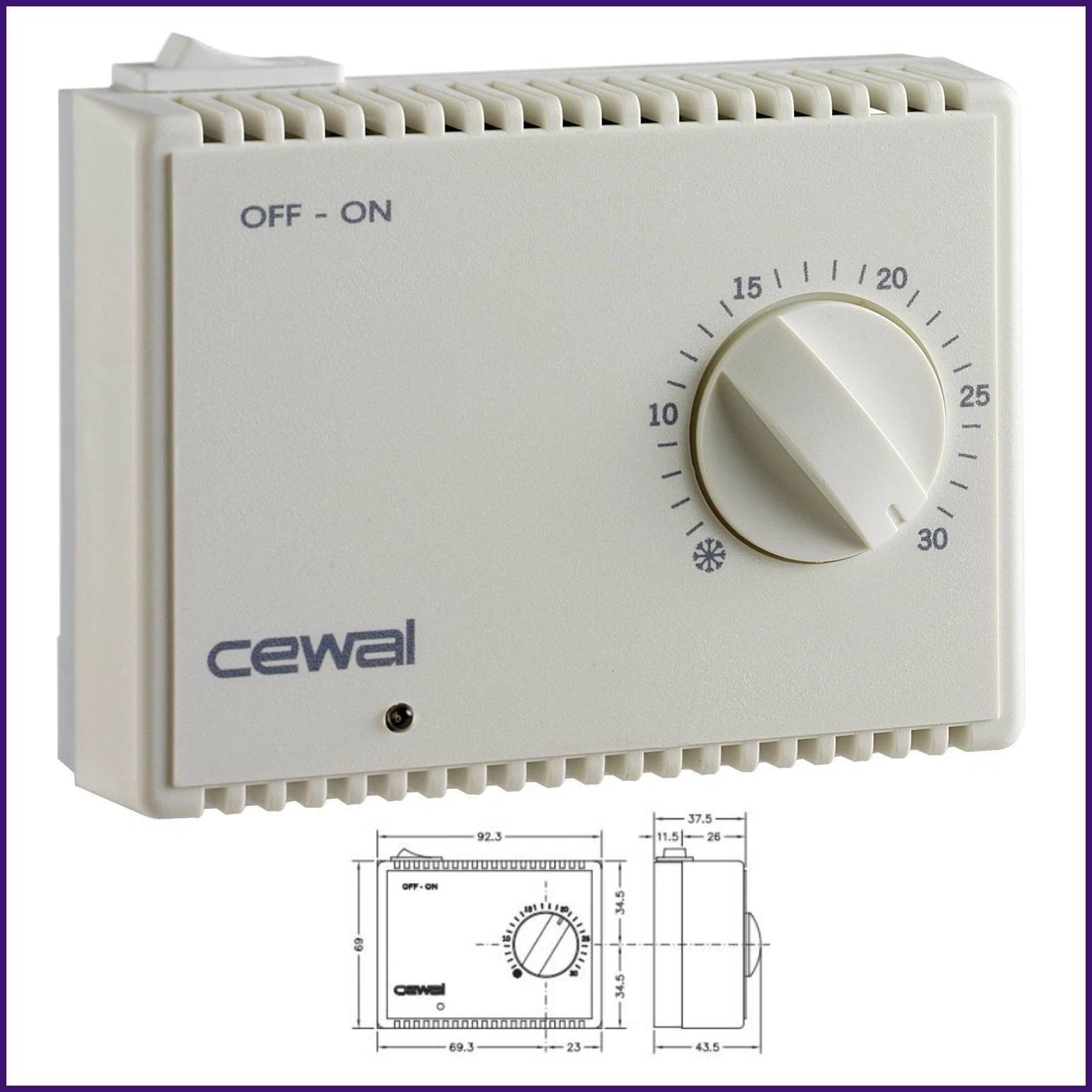 Termostato A Parete Per Caldaia Termostati Ambiente Manuale CEWAL con SPIA  led segnalazioneON/OFF