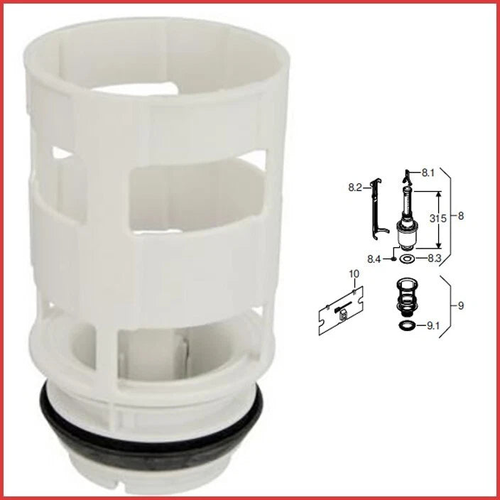 bacinella geberit 240.500.00.1 per cassetta da incasso wc twico ricambio guarnizione 2 tasti