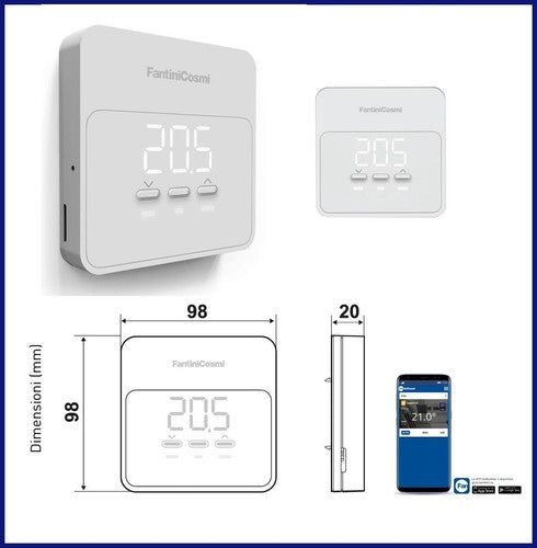 crono termostato wifi a batteria Fantini Cosmi C900Q da  parete per caldaia programmabile