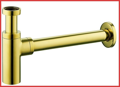 sifone a bottiglia oro lucido tondo per lavabo lavandino bagno scarico acqua 1-1/4