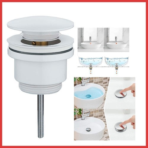 piletta click clack 1-1/4 bianca con senza troppo pieno lavabo bidet tappo lavandino