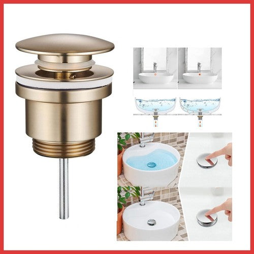 piletta click clack 1-1/4 oro spazzolato con senza troppo pieno lavabo bidet tappo lavandino