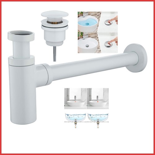 kit piletta click clack sifone bottiglia lavabo bianco lavandino bagno