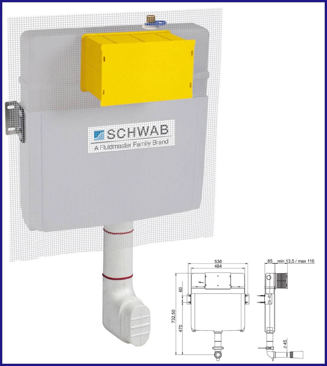Cassetta scarico wc incasso Schwab UP 199 vaschetta water sciacquone bagno vater