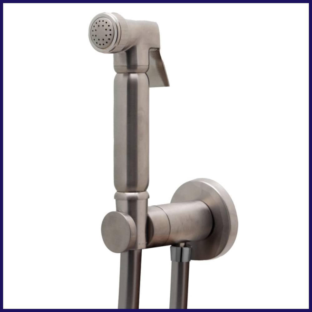 kit doccetta shut off ottone satinato per bidet set idroscopino wc water bagno