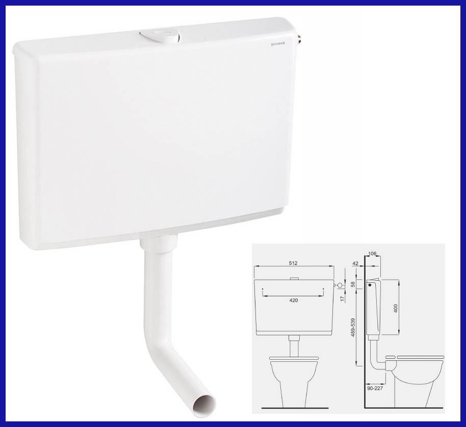 Cassetta di scarico wc SCHWAB  SLIM esterna vaschetta water sciacquone bagno a zaino