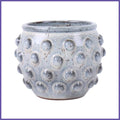 vaso in ceramica grigio tondo interno esterno decorato porta fiori vasetto smaltato