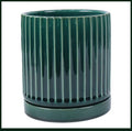vaso in ceramica verde tondo interno esterno decorato porta fiori vasetto smaltato cilindro