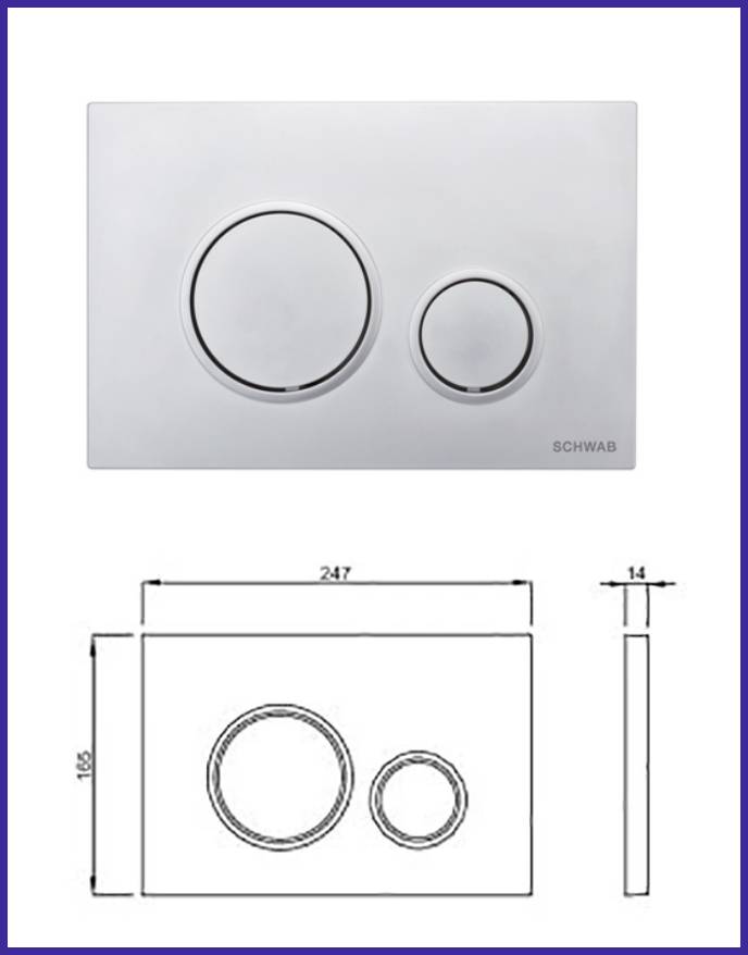 placca cassetta di scarico wc da incasso Schwab Vela cromo opaco vaschetta water