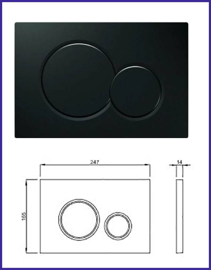 placca cassetta di scarico wc incasso Schwab Vela nero vaschetta water bagno